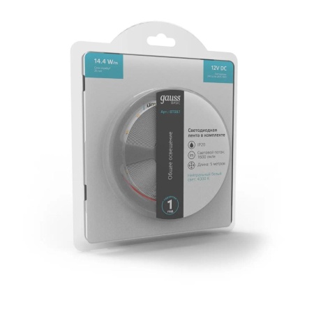 Светодиодная лента Gauss 14,4W/m 240LED/m 2835SMD нейтральный белый 5M BT087 Алматы