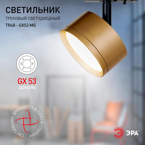 Трековый однофазный светильник ЭРА TR48 - GX53 MG Б0054160