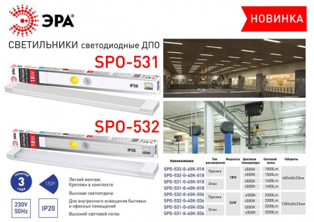 Потолочный светодиодный светильник ЭРА SPO-531-0-65K-018 Б0045365 Алматы