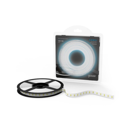 Светодиодная лента Gauss 4,8W/m 60LED/m 2835SMD холодный белый 5M 312000305 Алматы