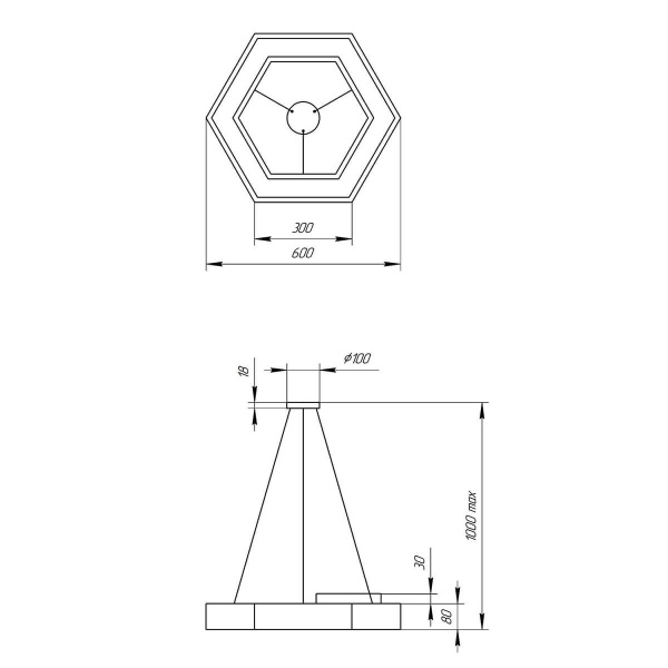 Подвесной светодиодный cветильник Geometria ЭРА Hexagon SPO-123-B-40K-045 45Вт 4000К черный Б0050555