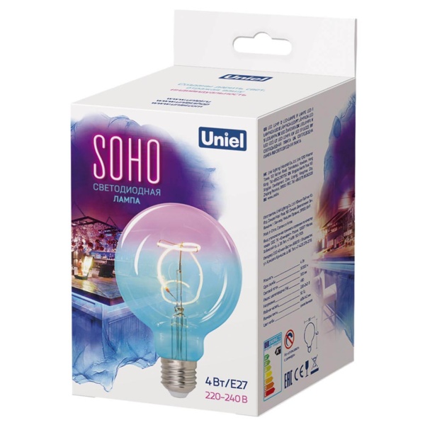 Лампа светодиодная филаментная Uniel E27 4W 2250K синяя LED-SF01-4W/Soho/E27/CW BLue/Wine GLS77TR UL-00005892