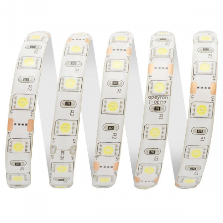 Светодиодная влагозащищенная лента Apeyron 14,4W/m 60LED/m 5050SMD холодный белый 5M 10BL Алматы