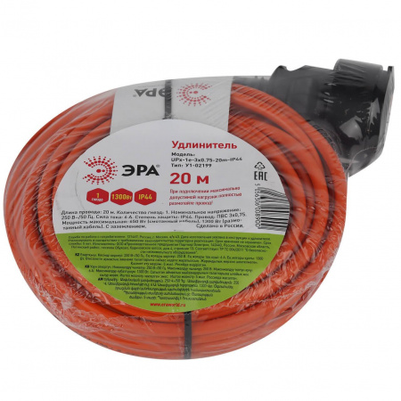 Удлинитель силовой ЭРА UPx-1e-3x0.75-20m-IP44 Б0046811