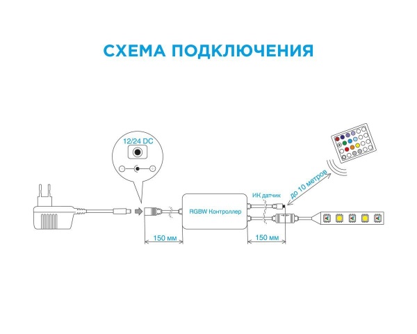 Контроллер RGBW Apeyron с пультом 12/24V 04-29 Алматы