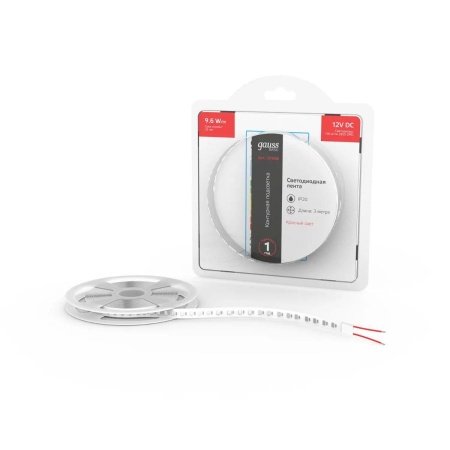 Светодиодная лента Gauss 9,6W/m 120LED/m 2835SMD красный 3M BT066 Алматы