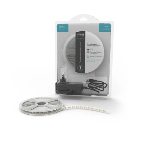 Светодиодная лента Gauss 10W/m 60LED/m 5050SMD нейтральный белый 5M BT043 Алматы