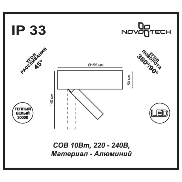 Потолочный светодиодный светильник Novotech Over Razzo 357704