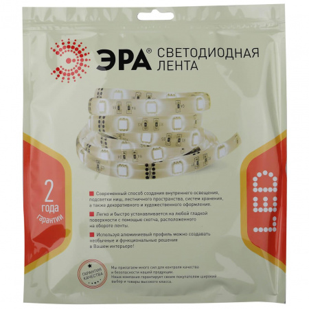 Светодиодная влагозащищенная лента ЭРА 4,8W/m 60LED/m 2835SMD белый 5M LS2835-4,8-60-24-65-4000К-5m Б0043111 Алматы