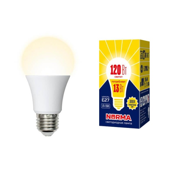 Лампа светодиодная E27 13W 3000K матовая LED-A60-13W/WW/E27/FR/NR UL-00004024