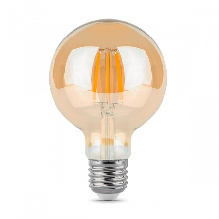 Лампа светодиодная филаментная диммируемая Gauss E27 6W 2400K золотая 105802006-D