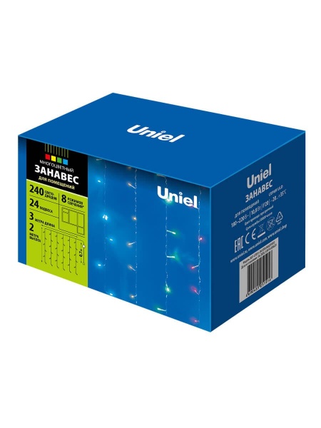 Светодиодная гирлянда Uniel занавес 220V разноцветный ULD-C2030-240/DTA Multi IP20 07943