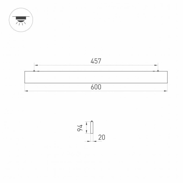 Подвесной светодиодный светильник Arlight Alt-Lineair-Flat-Updown-Dim-S2094-600-25W Warm3000 031527 Алматы