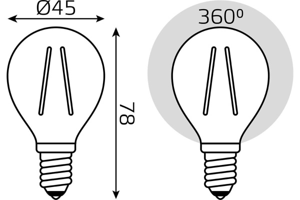 Лампа светодиодная филаментная Gauss E14 13W 2700K прозрачная 105801113