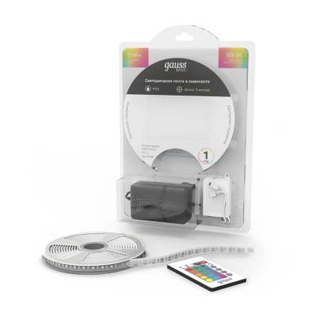Светодиодная лента Gauss 10W/m 60LED/m 5050SMD разноцветный 5M BT042 Алматы