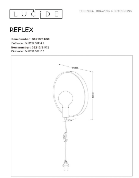 Бра Lucide Reflex 36213/31/72