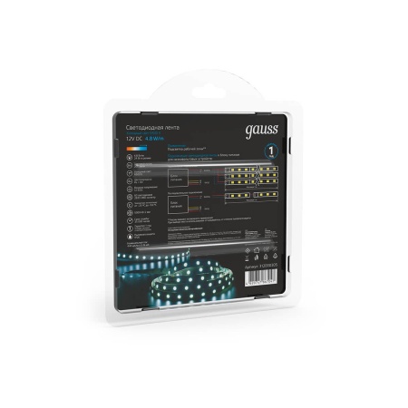 Светодиодная лента Gauss 4,8W/m 60LED/m 2835SMD холодный белый 5M 312000305 Алматы
