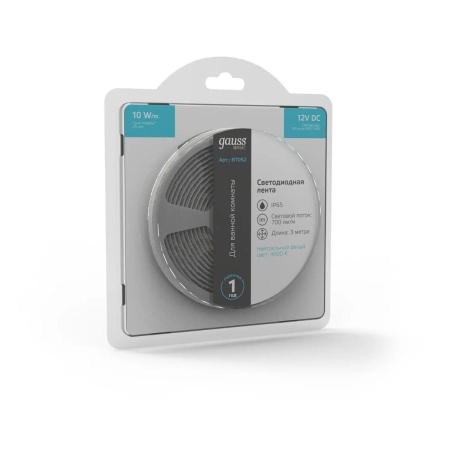 Светодиодная лента Gauss 10W/m 60LED/m 5050SMD нейтральный белый 3M BT052 Алматы