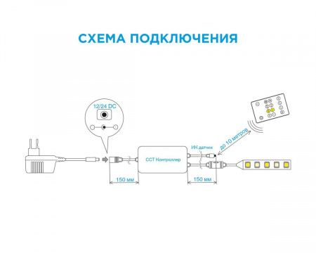 Контроллер для двухцветной светодиодной лентой Apeyron с пультом 12/24V 04-30 Алматы