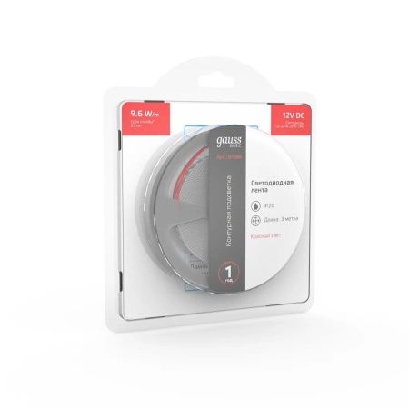 Светодиодная лента Gauss 9,6W/m 120LED/m 2835SMD красный 3M BT066 Алматы