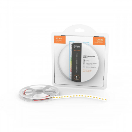 Светодиодная лента Gauss 10W/m 120LED/m 2835SMD теплый белый 2M BT035 Алматы