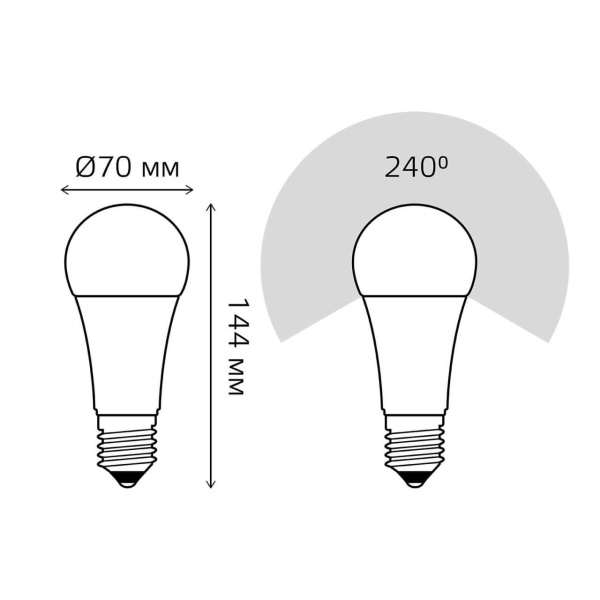 Лампа светодиодная Gauss E27 22W 3000К матовая 102502122