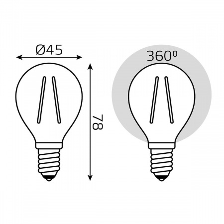 Лампа светодиодная филаментная Gauss E14 9W 4100К прозрачная 105801209