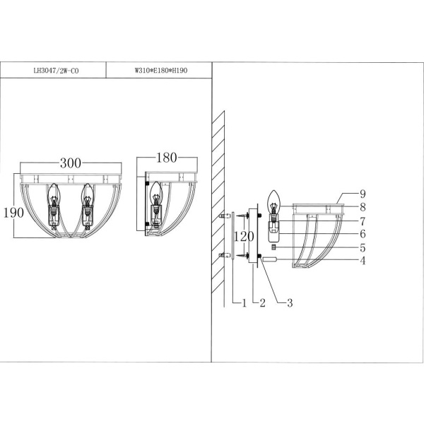 Настенный светильник Lumien Hall Новара LH3047/2W-CO