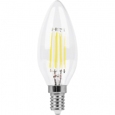 Лампа светодиодная филаментная Feron E14 11W 2700K Свеча Прозрачная LB-713 38006