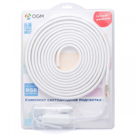 Светодиодная влагозащищенная лента OGM 12W/m 60LED/m 5050SMD разноцветная 5M SL-52 Алматы