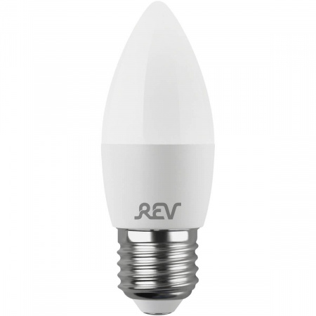 Лампа светодиодная REV C37 Е27 9W 6500K холодный белый свет свеча 32523 9