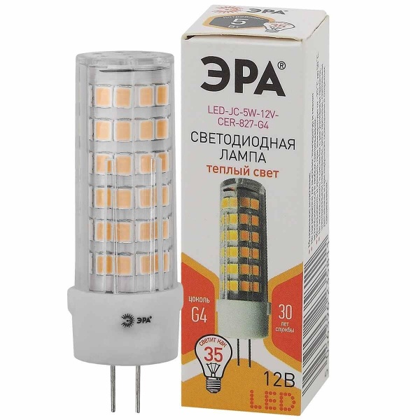 Лампа светодиодная ЭРА LED JC-5W-12V-CER-827-G4 Б0056749