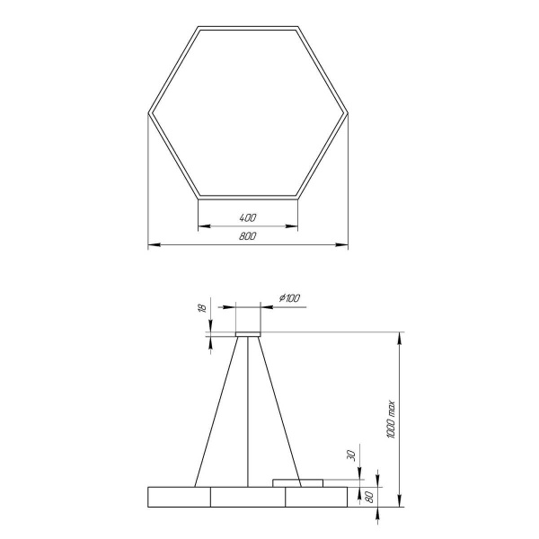 Подвесной светодиодный cветильник Geometria ЭРА Hexagon SPO-122-B-40K-066 66Вт 4000К черный Б0050553