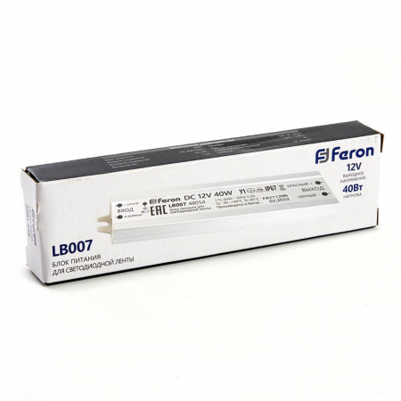Блок питания для светодиодной ленты Feron LB007 12V 40W IP67 3,3A 48054 Алматы