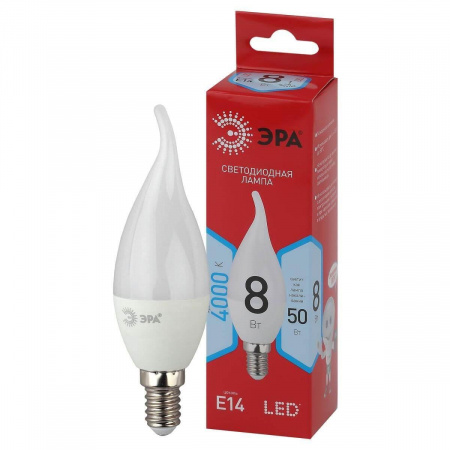 Лампа светодиодная ЭРА E14 8W 4000K матовая LED BXS-8W-840-E14 R Б0051848