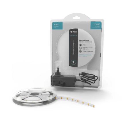 Светодиодная лента Gauss 6W/m 60LED/m 2835SMD нейтральный белый 5M BT014 Алматы